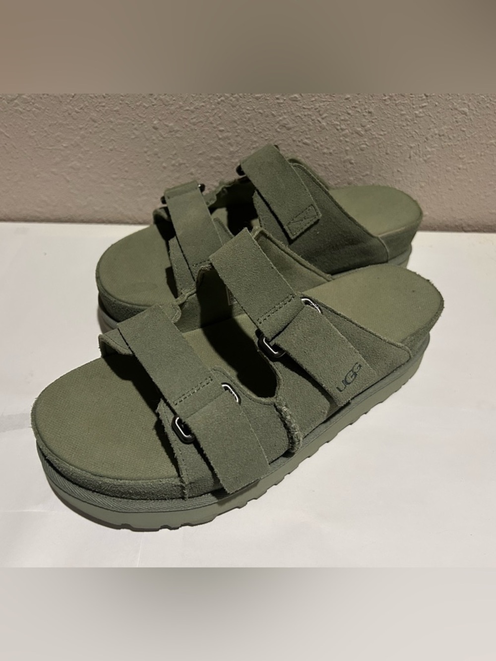UGG Golden Star Hi Slide Sandals in Olive
